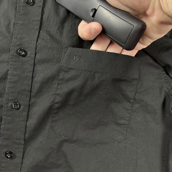 Panhandle Shirt Mens M Solid Black Western Casual Cowboy Ranch Work Button Down - Picture 3 of 9